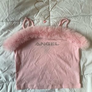 xx  pink furry angel top xx